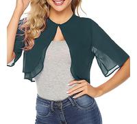 Irevial Châle Femme Élégant Châle Mousseline de Soie Boléro Été Écharpe Tunique Tops Cover Un Vert XXL