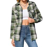 Irevial Chemisier Carreaux Femme Coton Chemise Bucheron Western Décontractée Classique Retro Ecossaise Coton Flanelle Blouse Gilet T Shirt Casual Vintage PAT2，L