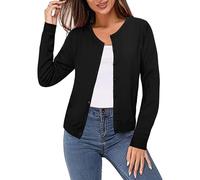 Irevial Gilet Femme Chandail Tricot avec Boutons pour Femme Pull Veste Cardigan Col Rond Manches Longues Classique Noir，S