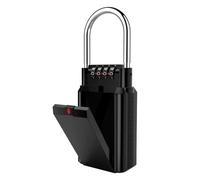 IRFHDCX Boite À Clé Sécurisée Boîte de Rangement for clés, Cadenas Secret avec 4 Cadrans, Mot Passe réinitialisable, Combinaison casier Porte, Crochet en Alliage Zinc, Organisateur Coffre-Fort(Black)