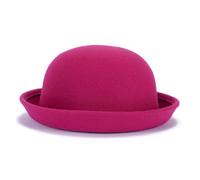 IRFHDCX Chapeau Melon Casquette Tendance for Femmes et Filles, Couleur Unie, en Coton Polyester, Chapeau Fedora for Enfants, Melon décontracté for Parents(Pink,55-58cm)