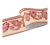 IRFHDCX Frise Murale Adhesive 1 rouleau/paquet bordure de taille autocollants muraux étanches 3D Relief rustique carrelage salon salle bain 5M longueur ligne auto-adhésive(Red eucalyptus leaf)
