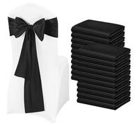 IRFHDCX Noeud de Chaise Mariage Ceintures de Chaise en Satin, nœud Papillon Mariage, Ruban for Banquet, fête Thanksgiving, hôtel, Anniversaire, décoration(Black,17.5x274cm 10pcs)