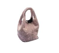 IRFHDCX Pochette en cristal brillant, sac à bandoulière seau, sacs à main et sacs à main en strass faits à la main, pochette de soirée de luxe de styliste(Pink)