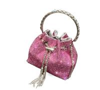 IRFHDCX Sacs à main et sacs à main for femmes, pochette seau, sac de soirée, Banquet, sacs à bandoulière en cristal strass(Rose red medium)