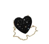 IRFHDCX Strass brillant femmes forme de coeur pochette sac à main dame or soirée minaudière sacs de mariée mariage sacs à main sacs à main de fête formelle(Black)