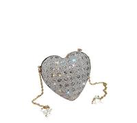 IRFHDCX Strass brillant femmes forme de coeur pochette sac à main dame or soirée minaudière sacs de mariée mariage sacs à main sacs à main de fête formelle(Silver)