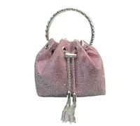 IRFHDCX Strass soirée pochette femmes sac sacs à main seau dames sac à main diamants épaule brillant cristal(Pink)