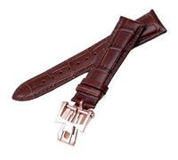 IRFKR 19mm 20mm 21mm 22mm bracelet de montre en cuir véritable pour Vacheron Constantin patrimoine VC hommes et femmes bracelet en cuir de vachette marron noir(Brown Rose Gold,21mm)
