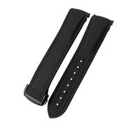 IRFKR 20mm 21mm 22mm Bracelet de montre pour Omega 300 couturier 600 planète océan boucle pliante Bracelet en Nylon Silicone fluor caoutchouc bracelets de montre(Black-black,22mm)