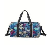 IRFKR 55L Fitness Gym Bag Voyage Sac à dos Femmes Épaule Outdoor Yoga Sac Training Leaf Printing Bag Crossbody Dry Wet Weekender Duffel, bleu, Taille unique, Artisan