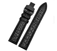 IRFKR Bracelet de montre en cuir crocodile pour toutes les marques - Bracelet de 20 mm avec fermeture à rabat (noir noir)