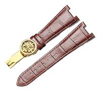 IRFKR Bracelet de montre en cuir véritable pour Patek Philippe 5711 5712G étanche à la sueur Concave boucle pliante bracelet de montre 25mm bracelet(Brown- Gold-B)