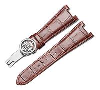 IRFKR Bracelet de montre en cuir véritable pour Patek Philippe 5711 5712G étanche à la sueur Concave boucle pliante bracelet de montre 25mm bracelet(Brown-Silver-B)