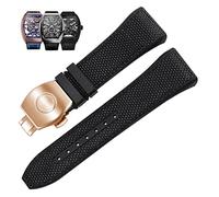 IRFKR Bracelet de montre en nylon véritable et silicone - 28 mm - Noir et bleu - Boucle déployante - Pour Franck Muller V45 Series, 28mm, Acétate, Pas de pierre précieuse