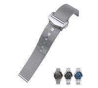 IRFKR Bracelet de montre tissé en acier inoxydable 20 mm pour Omega 007 James Bond Seamaster Diver 300 Argent Solide Boucle déployante, 20mm, Acétate, Pas de pierre précieuse