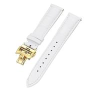 IRFKR Bracelets de montre en cuir de vache Double face 19mm 20mm 22mm pour Vacheron VC bracelet de montre Constantin pour hommes et femmes Bracelets en cuir de vache(White Golden clasp,22mm)