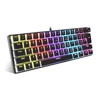 Irfora Clavier de jeu filaire 61 touches, 12 couleurs mélangées, clavier mécanique rétroéclairé et interrupteur mécanique vert, support de touches pudding
