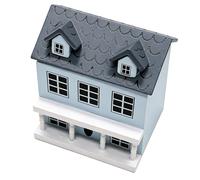 Irfora Cottage Miniature pour Maison de Poupée, Modèle de Petite Maison Léger et Robuste, Parfait pour Les Paramètres à L'échelle 1:12, Finition Couleur Crémeuse (Bleue)