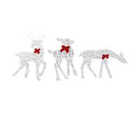 Irfora Ensemble Familial de Cerfs de Noël éclairé, Décoration Cour Extérieure avec Lumières LED, Nœuds Rouges pour Scènes Paysage Vacances, Matériau en Fer