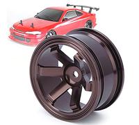Irfora Moyeu de roue universel 1/10 RC en aluminium (café) | Construction robuste, légère, finition anodisée, compatible avec les modèles Drift, lot de 4 pièces