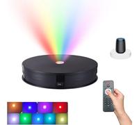 Irfora Présentoir Rotatif motorisé, Lumière RGB, Plateau Tournant électrique à 360 ° pour Spectacle en Direct de Bijoux, capacité de Charge 10kg, Télécommande (Noir)