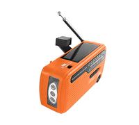 Irfora Radio d'urgence à manivelle - 1200 mAh - Batterie externe portable rechargeable - Lampe de poche LED AM/FM/SW1/SW2 World Band Récepteur à piles avec lampe de poche - Chargeur solaire pour