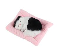 Irfora Simulation de Chaton Endormi, Jouet Interactif, Faux Chat avec Ronronnement, pour Personnes âgées et Enfants, Jouet en Peluche (Charbon Actif Chat Noir et Blanc)