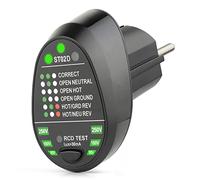 Irfora Testeur de prise RCD avancé, test automatique de fil de terre neutre, détecteur de polarité de circuit, détecteur de disjoncteur de prise européenne, test de fuite électrique