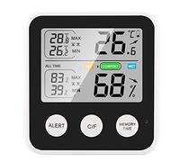 Irfora Thermomètre hygromètre magnétique de haute précision avec écran LCD commutable ℃/℉ à tout moment/température minimale maximale 24 heures