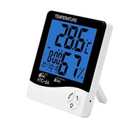 Irfora Thermomètre hygromètre numérique - Moniteur de température intérieure - Humidimètre ambiant - Réveil LCD avec affichage du calendrier horaire et mémoire minimale maximale HTC-8A