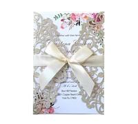 IRGVJIFR Cartes d'Invitation de Mariage Carte d'invitation de mariage, 25/50/100 pièces, décoration fête fiançailles(Azure gold,50pcs)