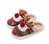IRGVJIFR Chausson Hiver Pantoufles de Noël en coton for femmes et hommes, mules plates peluche, confortables faciles à enfiler, for l'intérieur l'extérieur(Green,36-37)