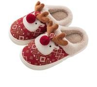 IRGVJIFR Chausson Hiver Pantoufles de Noël en coton for femmes et hommes, mules plates peluche, confortables faciles à enfiler, for l'intérieur l'extérieur(2pcs red,44-45)