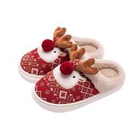 IRGVJIFR Chausson Hiver Pantoufles de Noël en coton for femmes et hommes, mules plates peluche, confortables faciles à enfiler, for l'intérieur l'extérieur(Red,38-39)