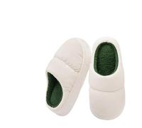 IRGVJIFR Chausson Hiver Pantoufles d'hiver en coton imperméables for femmes et hommes, mules moelleuses for couples, pantoufles d'intérieur douillettes(White,44-45)