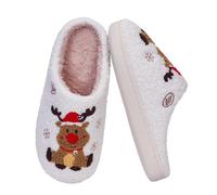 IRGVJIFR Chausson Hiver Pantoufles en coton, motif renne de Noël, chaudes et confortables, antidérapantes, for hommes femmes(42-43)