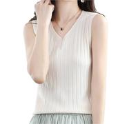IRGVJIFR Haut sans Manche pour Femme Débardeur sans Manches en Soie glacée tricoté for Femme, débardeur d'été Sexy et ajusté for t-Shirt ajouré(Color-02,S 40-47.5kg)