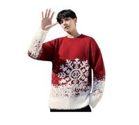 IRGVJIFR Pull Noël Pull de Noël Rouge for Couple, Tenue for Homme, même Jacquard épais, Bloc Couleurs, Tricot d'extérieur(XL)