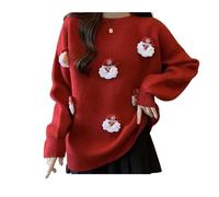 IRGVJIFR Pull Noël Pull de Noël tricoté tridimensionnel for Femme, Père Portant Un Haut Ample Style Automne-Hiver Paresseux(Red,XX-Large)