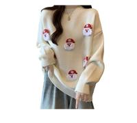 IRGVJIFR Pull Noël Pull de Noël tricoté tridimensionnel for Femme, Père Portant Un Haut Ample Style Automne-Hiver Paresseux(White,XX-Large)