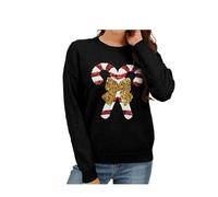 IRGVJIFR Pull Noël Pulls de Noël for Femmes, Paillettes, imprimé Papillon, Tricots à Manches Longues, col Rond, Pulls Chauds et Doux, Look(Black,S)