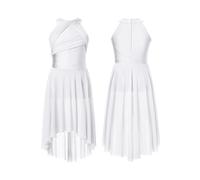IRGVJIFR Robe Danse Lyrique Justaucorps de Ballet for Enfants et Filles, sans Manches, for Danse lyrique, Moderne, contemporaine, Latine, Gymnastique, Costume scène pour Les Femmes(White,14)