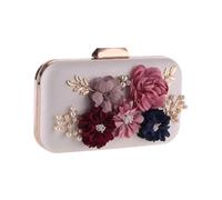 IRGVJIFR Sac de Soirée Fleur Sac à main en PU for femme, pochette de soirée, coque rigide, porte ouverte, doublure polyester(WHITE)