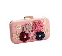 IRGVJIFR Sac de Soirée Fleur Sac à main en PU for femme, pochette de soirée, coque rigide, porte ouverte, doublure polyester(Pink)