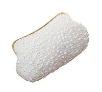 IRGVJIFR Sac de Soirée Pearl Sac de dîner brodé perles faites à la main, sac rangement portable en, for robe soirée mariage, bandoulière chaîne métal(1190-1white)