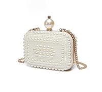 IRGVJIFR Sac de Soirée Pearl Sacs à bandoulière en cuir for filles, pochette coque carrée, faite la main avec perles douces, chaîne de fête mariage, Mini sacs for femmes