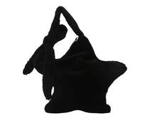 IRGVJIFR Sac Fourre Tout Fluffy Sac à main for femme, fourre-tout moelleux, grande capacité, couleur unie, bandoulière, collection automne-hiver(Black)
