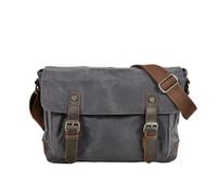 IRGVJIFR Sac Messager Sac messager en toile et cuir imperméable for ordinateur portable 14 pouces, sac à main bandoulière(GReY)
