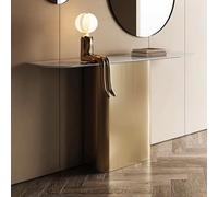 IRHIGBGX Console en marbre, Table d'entrée Moderne avec piètement Acier Inoxydable doré Miroir, d'appoint Luxueuse for Salon, entrée ou Couloir